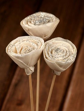 Titonia flowers with wire - 60 pcs/pkg - silver