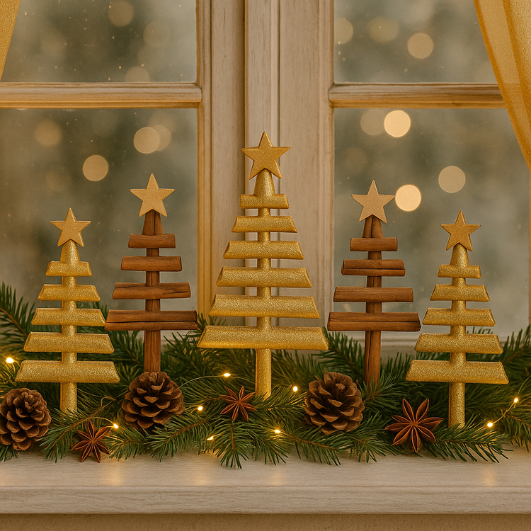 Zestaw ozdób świątecznych „Cynamonowe Choinki” w opakowaniu prezentowym