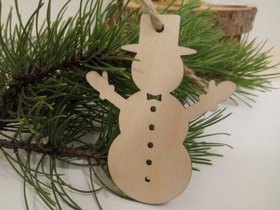 Weihnachtsschmuck aus Holz, Schneemänner, Christbaumschmuck aus Holz 10 cm