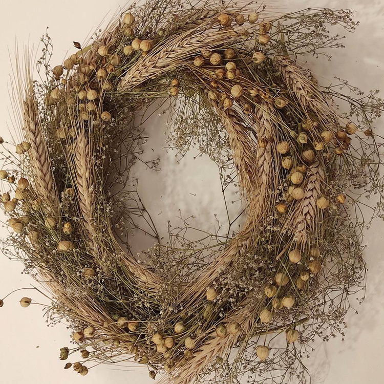 Bunch of grass, grains and linum, ca. 40 cm