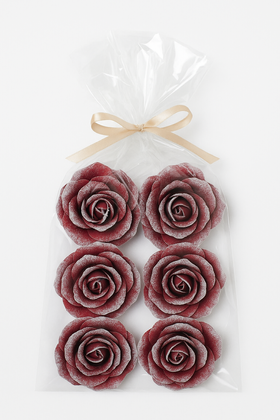 Artificial roses, developed, head, maroon - 3 pcs / pack