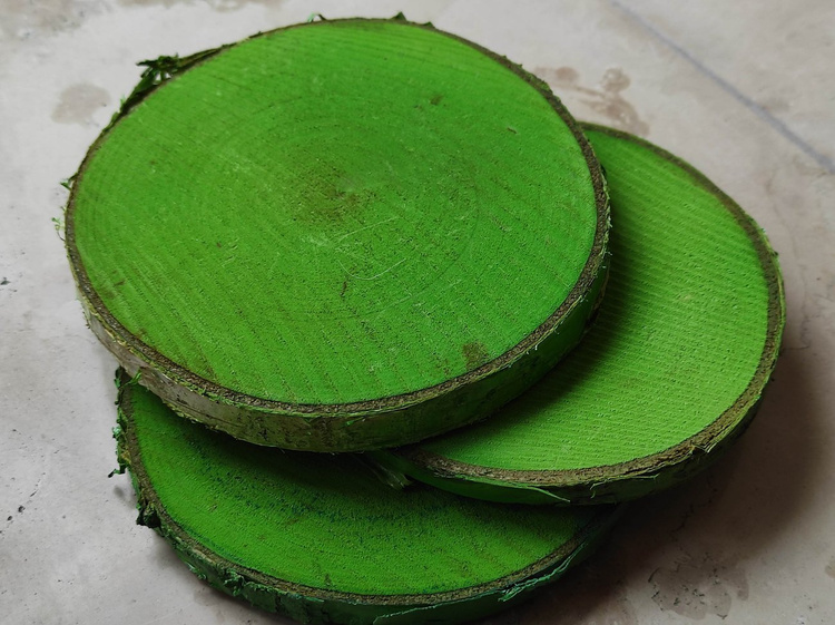 Wood slice for decoration, birch 10-12 cm thick. 1-2 cm pack of 3