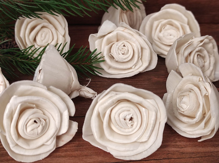 Rossario Blumen, groß, 4 cm, 12 Stck - weiß