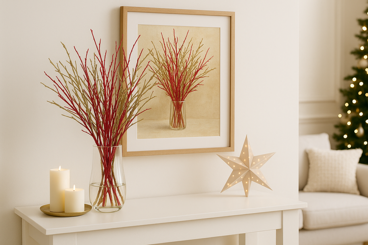 Berry bouquet, approx. 30 cm long, red and gold