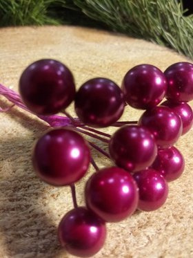 Pearls beads on a wire, bundle purple 10mm / 10 cm, beads price for a bundle of 12 pcs