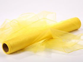 Organza wstążka obszywana, tiul na rolce obszywany 40cm / 900 cm   ŻÓŁTA
