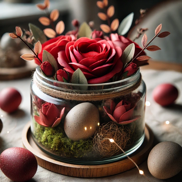 Künstliche Rosen entwickelt Köpfe Rot 3 Stück / Pack
