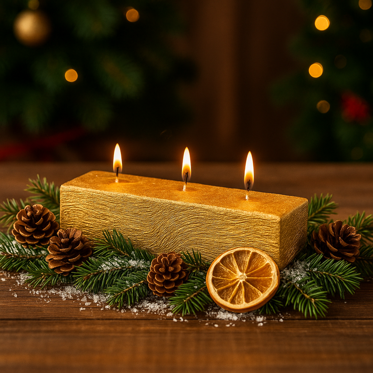 Rustikale Kerze 40/50/200 mm golden