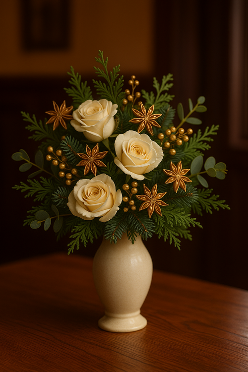 Dekorativer, goldener Anis, 12 Sterne