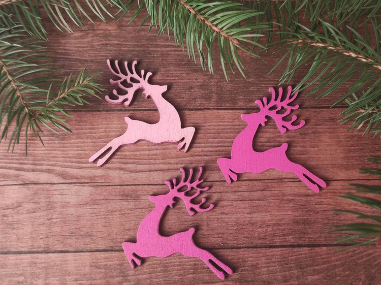 Christmas decorations wooden reindeer running 7 cm 3 pcs / pack