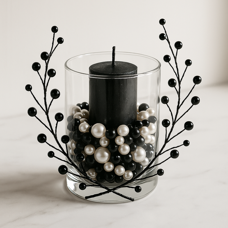 Pearls, decorative beads 50g black and white