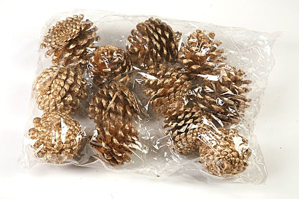 Pine cone, golden 12 pcs/ pkg