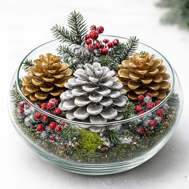 Zestaw Świątecznych Szyszek – Złoto & Natura w Eleganckim Opakowaniu