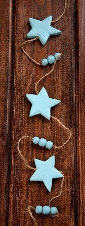 Garland of azure stars on string 4.5cm lenght 150cm
