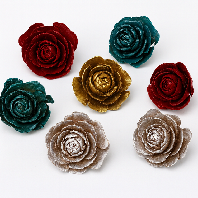 Cedar Wood Roses 6 pcs./pack heads white,blue,claret