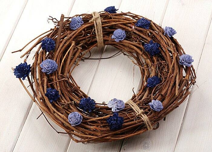 Dried salt flowers 45-50 pcs / pack - navy blue and white