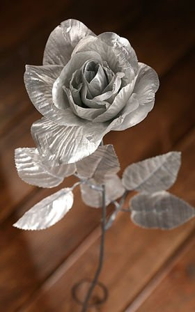 Kunstblume ROSE SILBER 9/50 CM