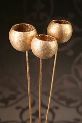 Gold Bell cup on stick, 3 pcs/pkg