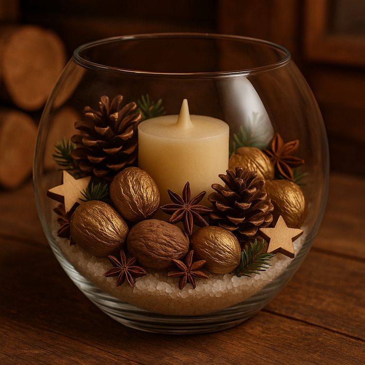 Amrakugeln, Mischung, 12 Stck, braun gold