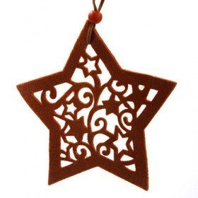 Felt star - hanger, brown, 15 cm