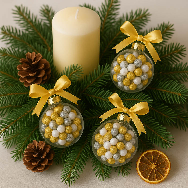 Weiße Glitzerkugeln 15mm 24 / Pack