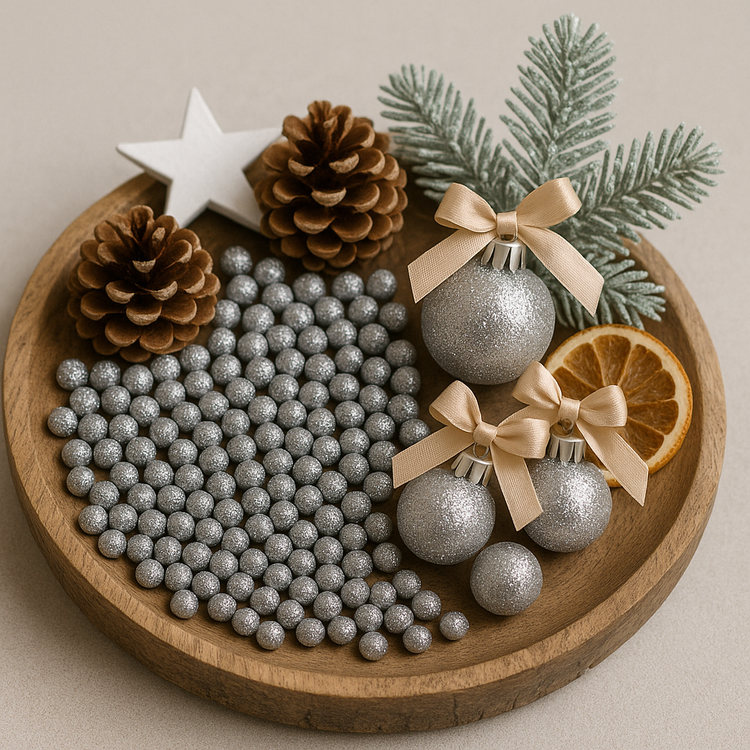 White glitter balls 15mm 24 / pack