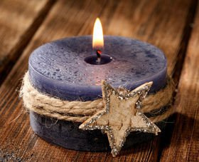 Winter candle with birch star