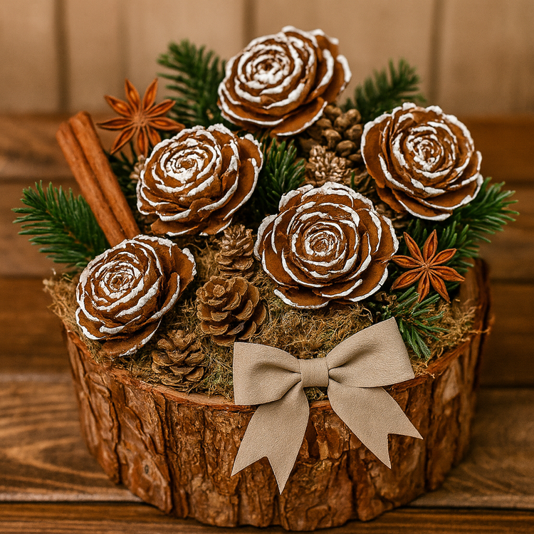 Cedar Wood Roses 6 pcs./pack  with hand painted edges 