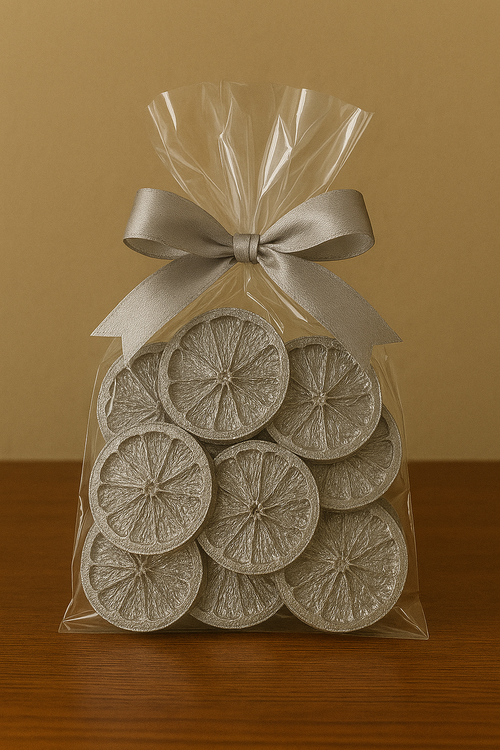 Suszone pomarańcze SREBRNE plastry 12 szt./op. 