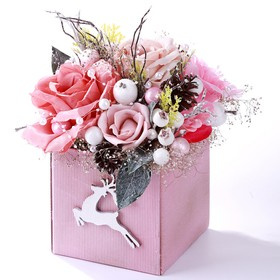 Flower Box with sponge for dry and artificial plants 10/10 cm, eco pattern