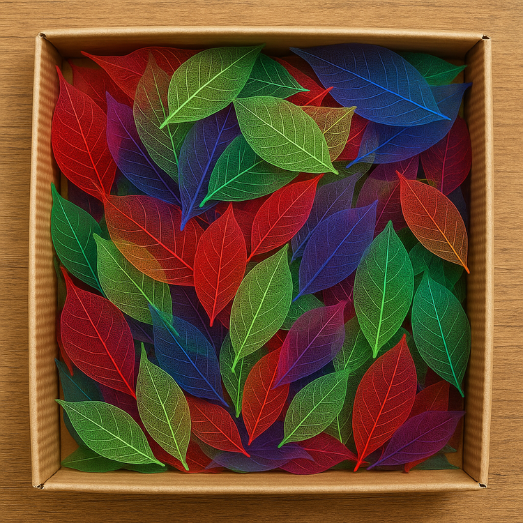 Skelettblätter 10 cm 5 Farben 30 Stck
