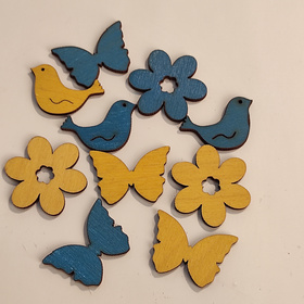 Osterfiguren aus Holz, blau und creme, 24 Stück / Packung BEFÖRDERUNG