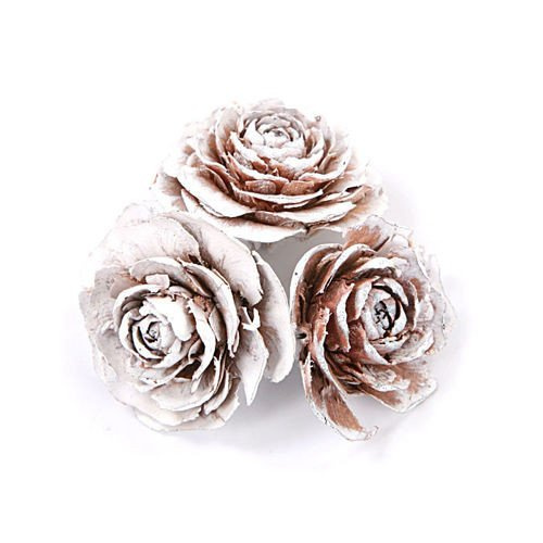 Cedar Wood Roses 6 pcs./pack bleached lacquered