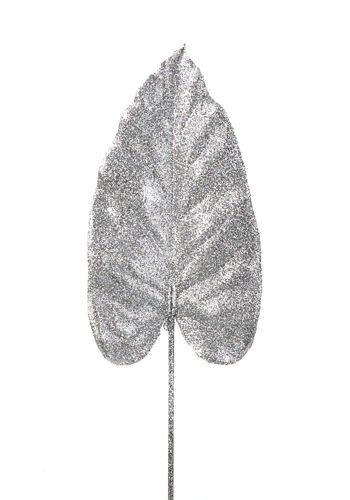 Silver leaf with glitter, 57 cm