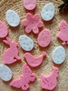 White and pink felt eggs. Easter decorations made of felt 4 cm / 18 pcs / pack
