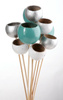 Strauß des Bell Cups, 9 Stücke, weiß-azurblau-silbern