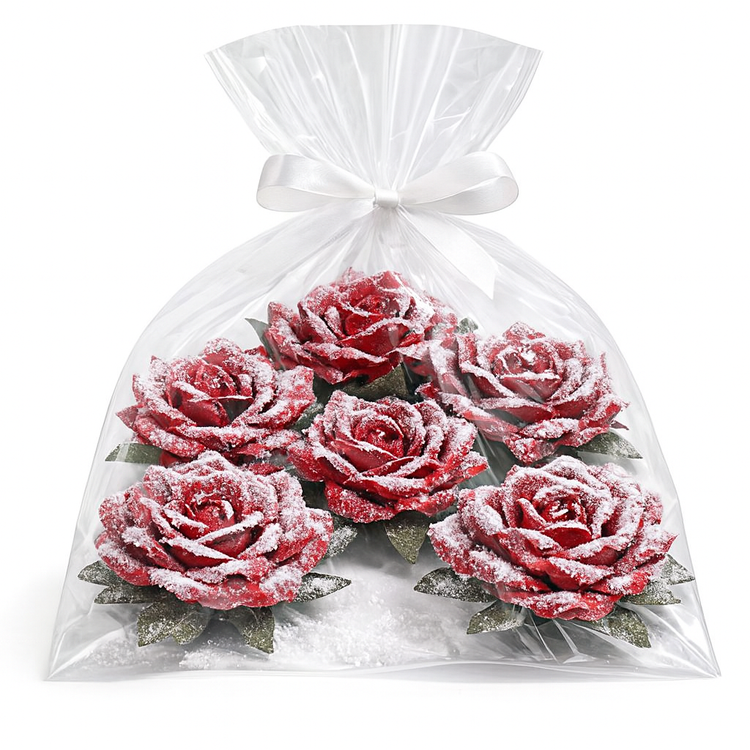 Rose head red 11,5 cm 3 pcs/set