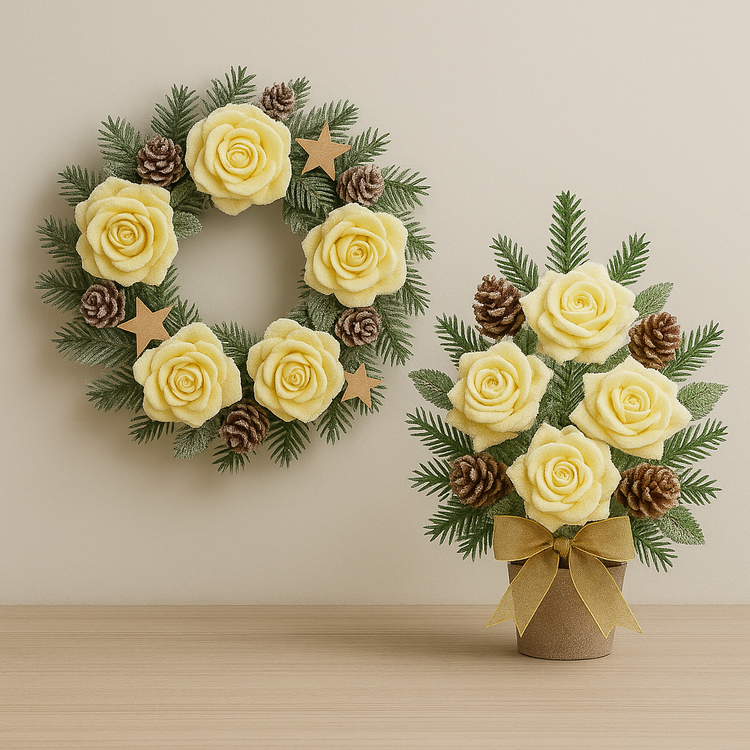 Rose head cream 11,5 cm 3 pcs/set