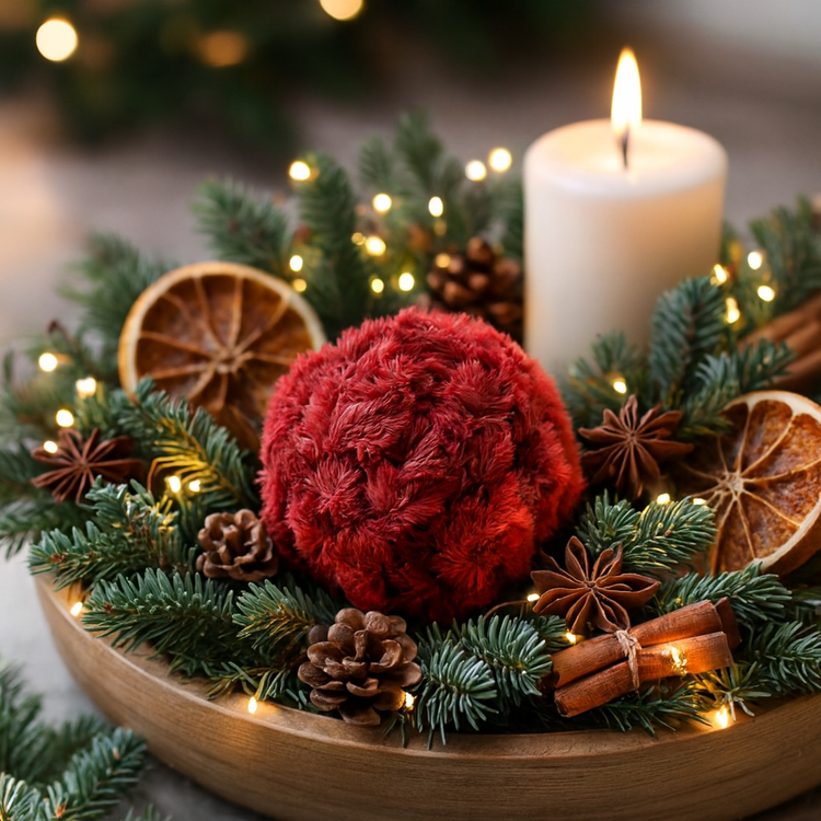 Star Flower balls, 6-7 cm, red