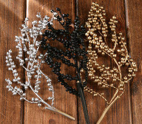 Canella Zweige mit Früchte, 3 Stücke, 20-30 cm, golden-schwarz-silbern