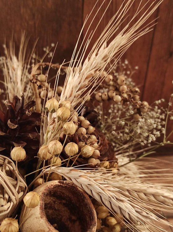 Bunch of grass, grains and linum, ca. 40 cm