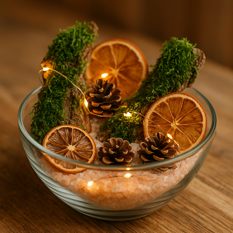 Dried bark decorated with moss-5-7 pieces