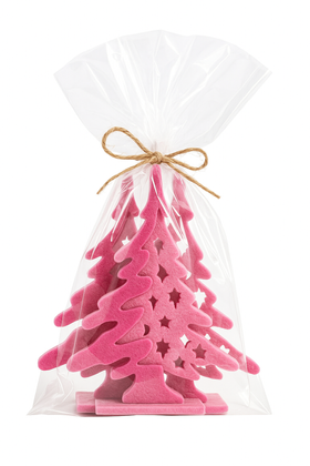 Felt Christmas tree, pink, 15 cm