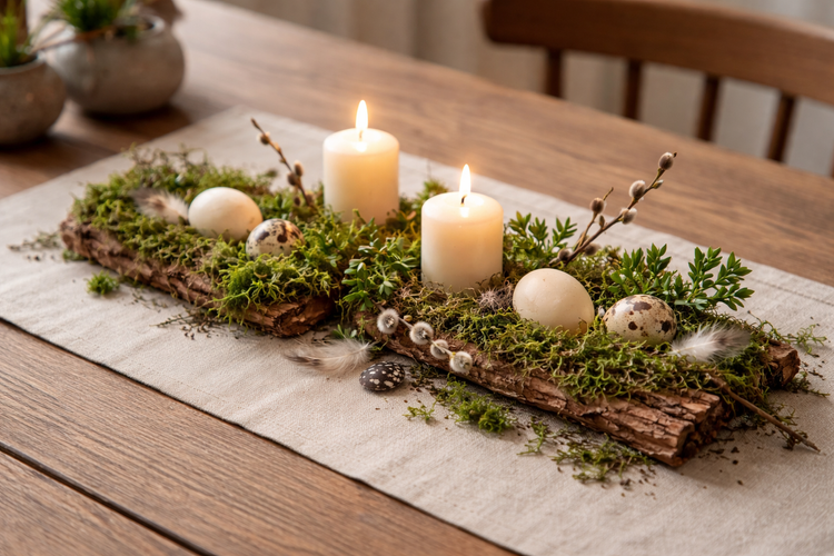 Getrocknete Rinde mit Moos dekoriert - 5-7 Stücke