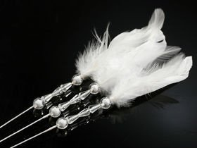 Feathers on stick with crystals 3 pcs.