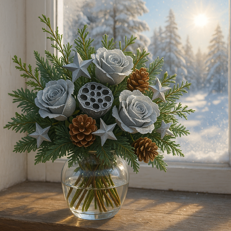 Lotus diameter 6-8 cm 6 pcs/pkg silver lacquered