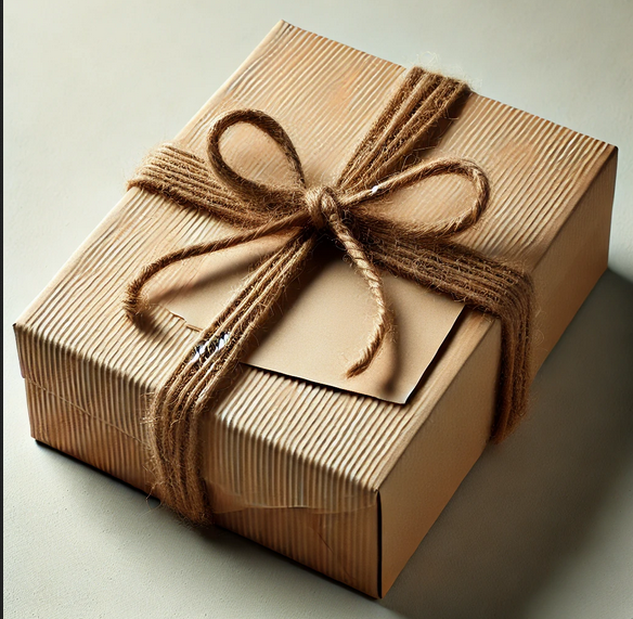 Gift box filled with wood wool 10x 21 x 37.5 cm