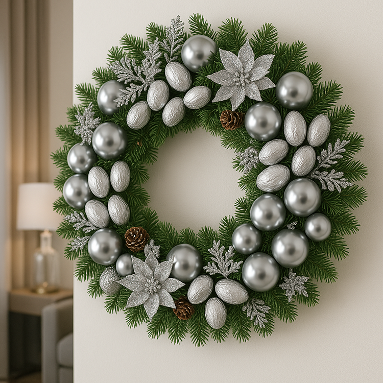 Silver Amra dyed balls,  12 pcs