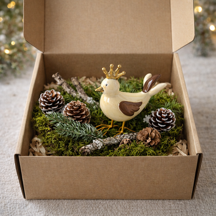 Figurine - bird, cream, 11 cm