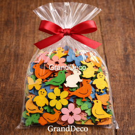 BAW SIĘ Z NAMI KOLORAMI – 48 szt. Drewniane Ozdoby 2–3 cm | Mix Wiosenny | GrandDeco